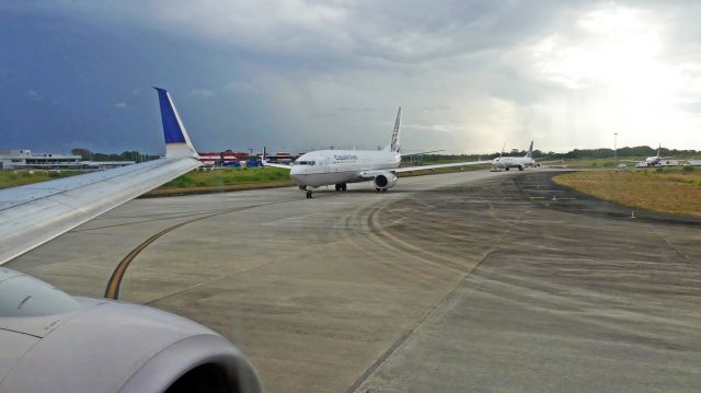 Boeing 737-700 (HP-1843CMP) - In line for takeoff from Rwy 03L.