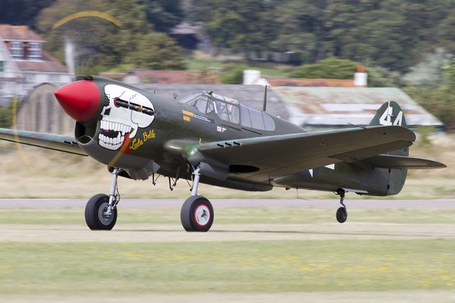 G-KITT — - Curtiss P-40M Warhawk G-KITT/210855 [cn.27490]. Owned and flown by Peter Teichman from Hanger 11, seen here in takeoff roll at the RAFA Charity Shoreham EGKA Airshow in Sussex England 1.9.2013. a rel=nofollow href=http://www.flyer1dighton.co.ukwww.flyer1dighton.co.uk/a