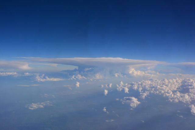 — — - Enroute from KLAS to KCID on an Allegiant Air MD90 at 37,000 feet.br /These thunderstorms stretched from central Nebraska thru Kansas all the way to the Texas Gulf coast and towered up above 62,000 feet.