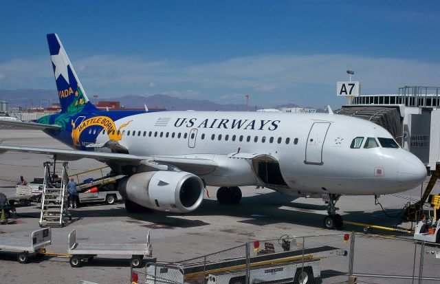 Airbus A319 (N822AW) - US A319-132 N822AW wearing the Nevada flag themed livery at LAS on April 21, 2011.