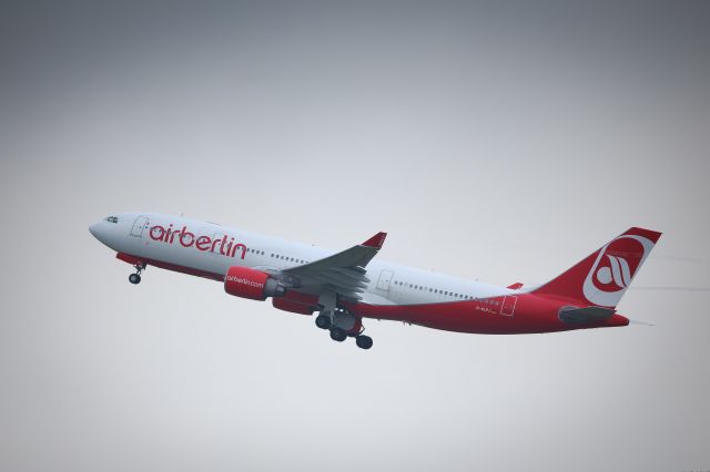 Airbus A330-200 (D-ALPJ) - Air Berlin 7248 climbing out of Bangor after diverted from Berlin due to storms at JFK.