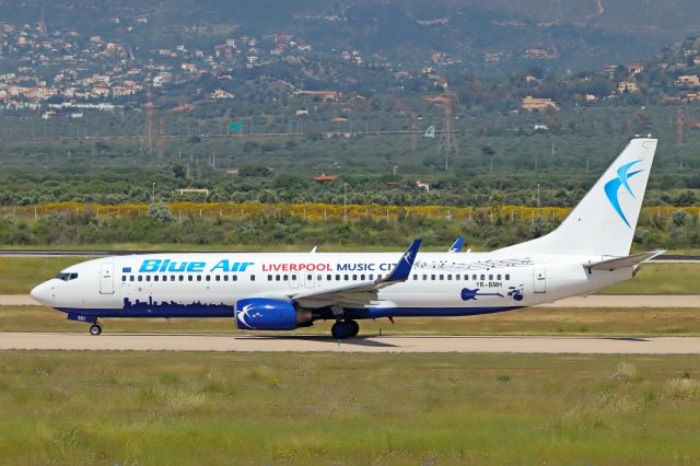 Boeing 737-800 (YR-BMH) - Blue Air Special Liverpool city livery B737 taxiing for take off