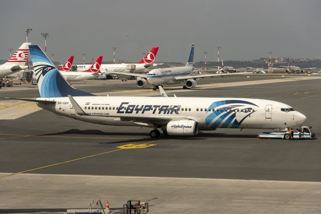 Boeing 737-800 (SU-GDY) - 21st March, 2024: Aircraft push-back almost complete as she prepares for departure to Cairo as flight no. MS 738. 