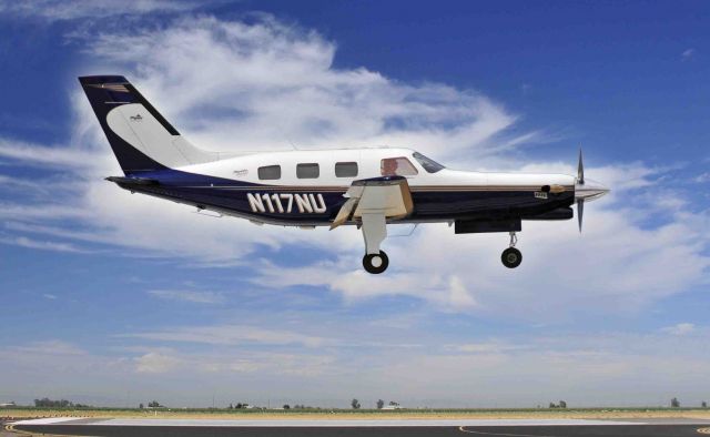 Piper Malibu Meridian (N117NU) - Angel Flight on short final, runway three-zero, Merced Regional Airport (KMCE)