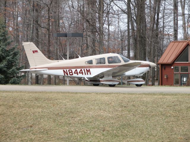 Piper Cherokee (N8441M) - Back taxiing for a west bound departure at Nemacolin, then a downwind departure for home to Williamsport.