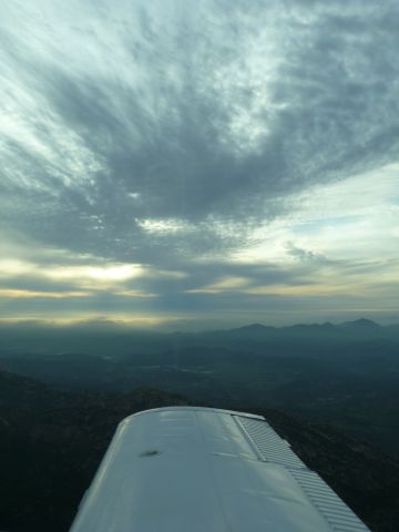 Beechcraft Duchess (N3803E) - Sunset off the wing, east San Diego