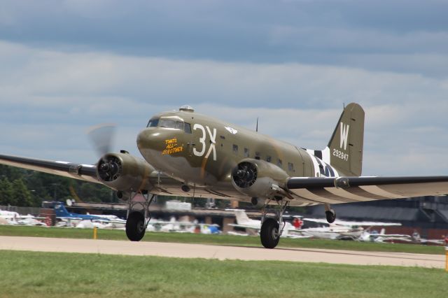 Douglas DC-3 (N88874) - Thats All Brother departing Runway 27 Oshkosh.  