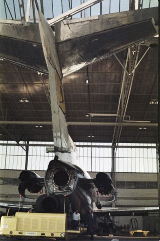 Boeing 727-100 — - This Lufthansa B 727-30 is getting a new engine - in 1967 at Düsseldorf (EDDL)