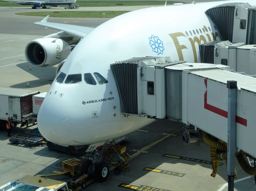 Airbus A380-800 (A6-EDV) - Heathrow,waiting to depart as EK2 for DXB, 27 May 2016. 