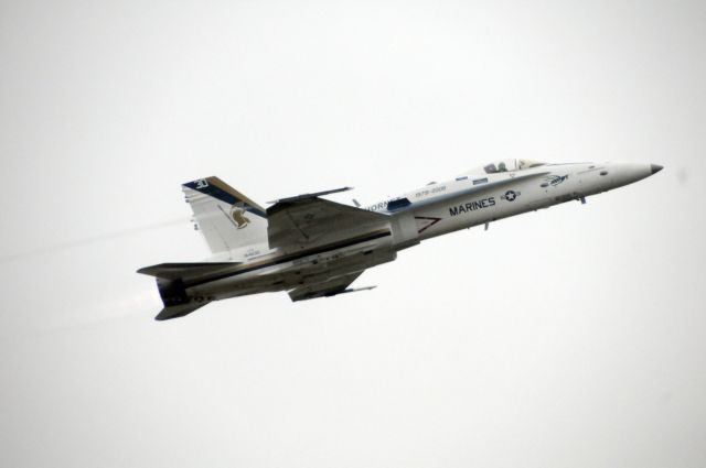 McDonnell Douglas FA-18 Hornet — - The occasion is the 30th Anniversary of the F/A-18. The aircraft is painted in the original color scheme as the first F/A-18. Flyin to the Wildwood Airport NJ