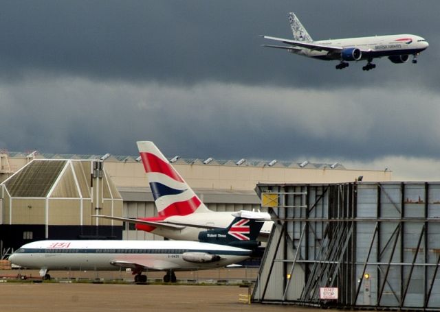 G-AWZK — - 2004 - Here, on display, to e sent to Manchester Air Museum... With a BA 777 landing!