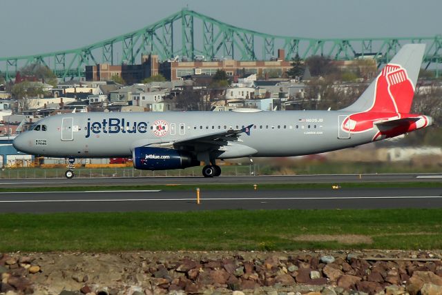 Airbus A320 (N605JB) - Boston Strong departing to Orlando