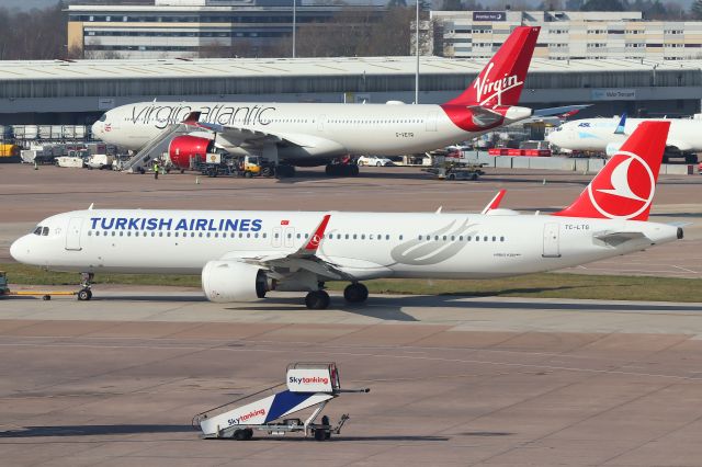 Airbus A321neo (TC-LTG) - TC-LTG Turkish Airlines Airbus A321neo being pushed back from its' departure gate at Manchester's Terminal 1 on flight TK1994 to Istanbul at 11:22am on Sunday 09/03/25