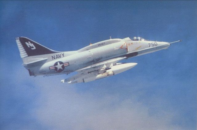 SINGAPORE TA-4 Super Skyhawk (0750) - scanned from postcard