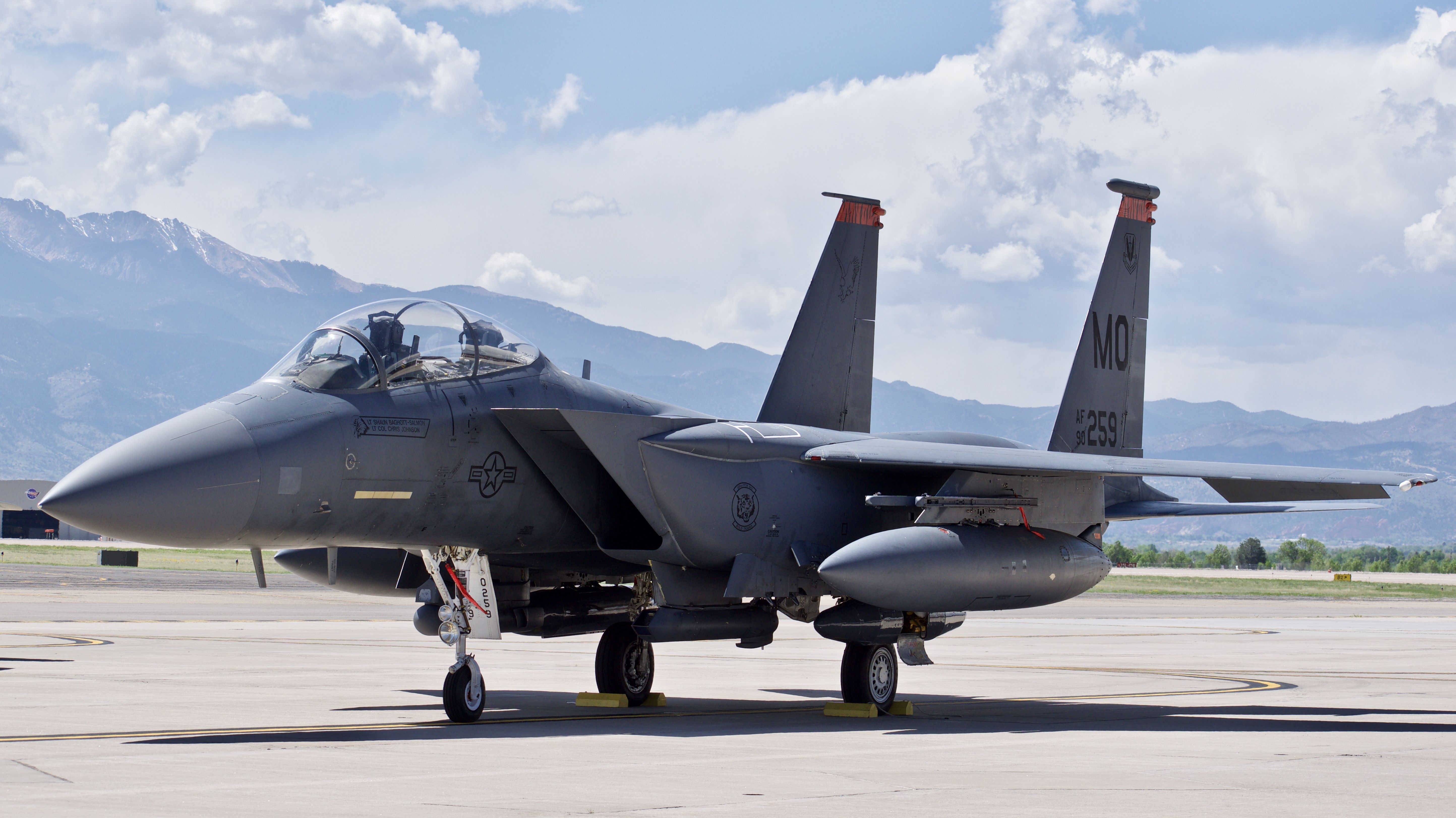 McDonnell Douglas F-15 Eagle (90-0259) - USAF McDonnell Douglas F-15E "Strike Eagle," assigned to the 391st Fighter Squadron" parked at Colorado Springs Airport