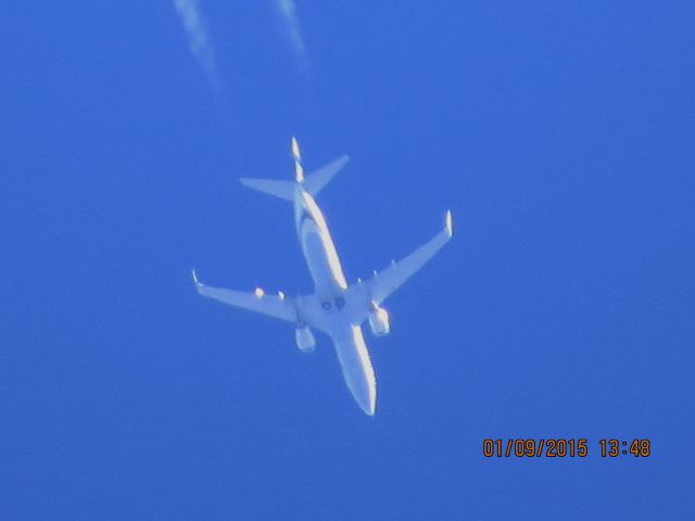 Boeing 737-800 (N566AS) - Alaska Airlines flight 38 from SEA to FLL over Southeastern Kansas at 35,000 feet.