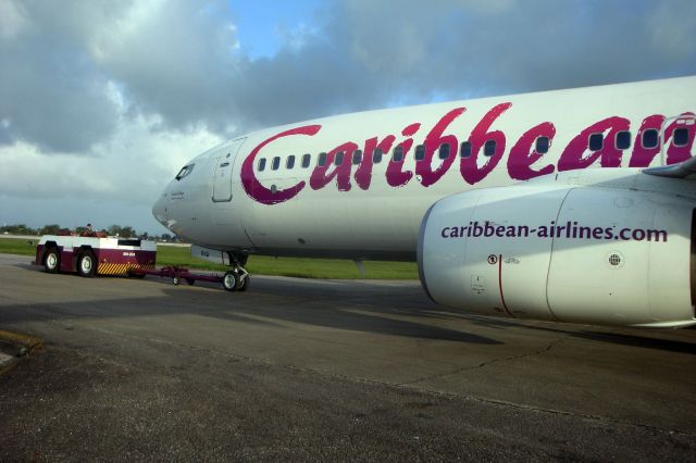 Boeing 737-800 (9Y-BGI) - 9Y-BGI being towed back to the Hangar.