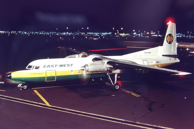 Cessna Skyhawk (VH-EWU) - EAST-WEST AIRLINES - FOKKER F-27-500 FRIENDSHIP - REG : VH-EWU (CN 10627) - KINGSFORD SMITH SYDNEY NSW. AUSTRALIA - YSSY (27/6/1988) 35MM SLIDE CONVERSION USING A LIGHTBOX AND A NIKON L810 DIGITAL CAMERA IN THE MACRO MODE