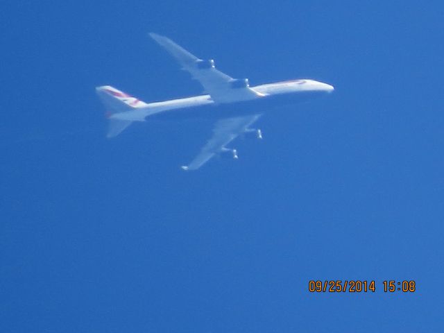 Boeing 747-400 (G-CIVB) - British Airways flight 31F from London to Dallas over Baxter Springs Kansas (78KS) at 36,000 feet.