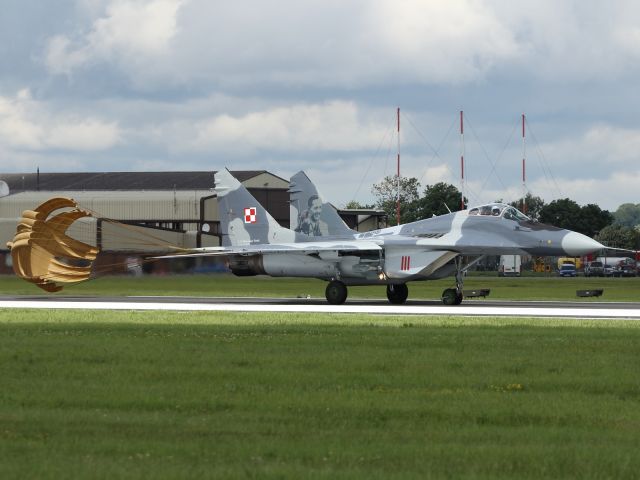 — — - The Mikoyan MiG-29A "Fulcrum" makes a welcome return to RIAT 2012, after a long absence. Here we see a MiG-29A of the Polish Air Force.