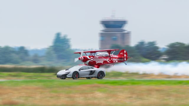 C-GZPG — - Front row of flight line spectator space by RWY 07/25. Pitts S2-S racing McLaren Road Car