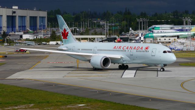 Boeing 787-8 (C-GHPT) - BOE611 taxis onto Rwy 16R for its maiden flight test on 5/23/14. (LN:170 / cn 35258).