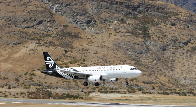 Airbus A320 (ZK-OJE) - ZK-OJE touching down at Queenstown International Airport.