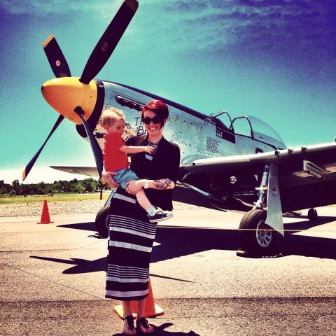 North American P-51 Mustang — - MY FIANCE & SON NEXT TO BRAT III COMMEMORATIVE AIR FORCE P-51 MEMORIAL DAY WEEKEND.