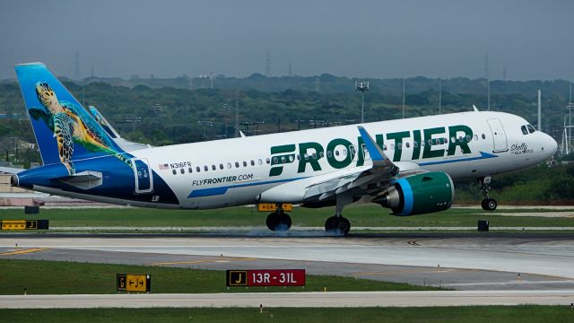 Airbus A320neo (N316FR) - 13R arrival.