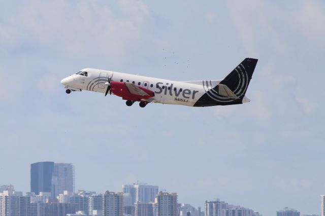 Saab 340 (N415XJ) - Silver Airways (3M) N415XJ S340B [cn340B-415]br /Fort Lauderdale (FLL). Silver Airways flight 3M66 climbing after departure to Leonard M. Thompson Marsh Harbour (MHH). br /Taken from Terminal 1 car park roof level br /2018 04 07br /a rel=nofollow href=http://alphayankee.smugmug.com/Airlines-and-Airliners-Portfolio/Airlines/AmericasAirlines/Silver-Airways-3M/https://alphayankee.smugmug.com/Airlines-and-Airliners-Portfolio/Airlines/AmericasAirlines/Silver-Airways-3M//a