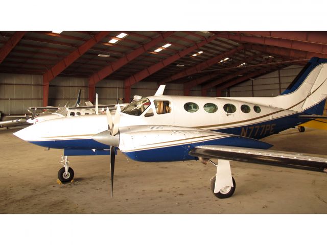 Cessna 421 (N777PE) - Geared engines with low prop rpm - greatest comfort in the cabin.