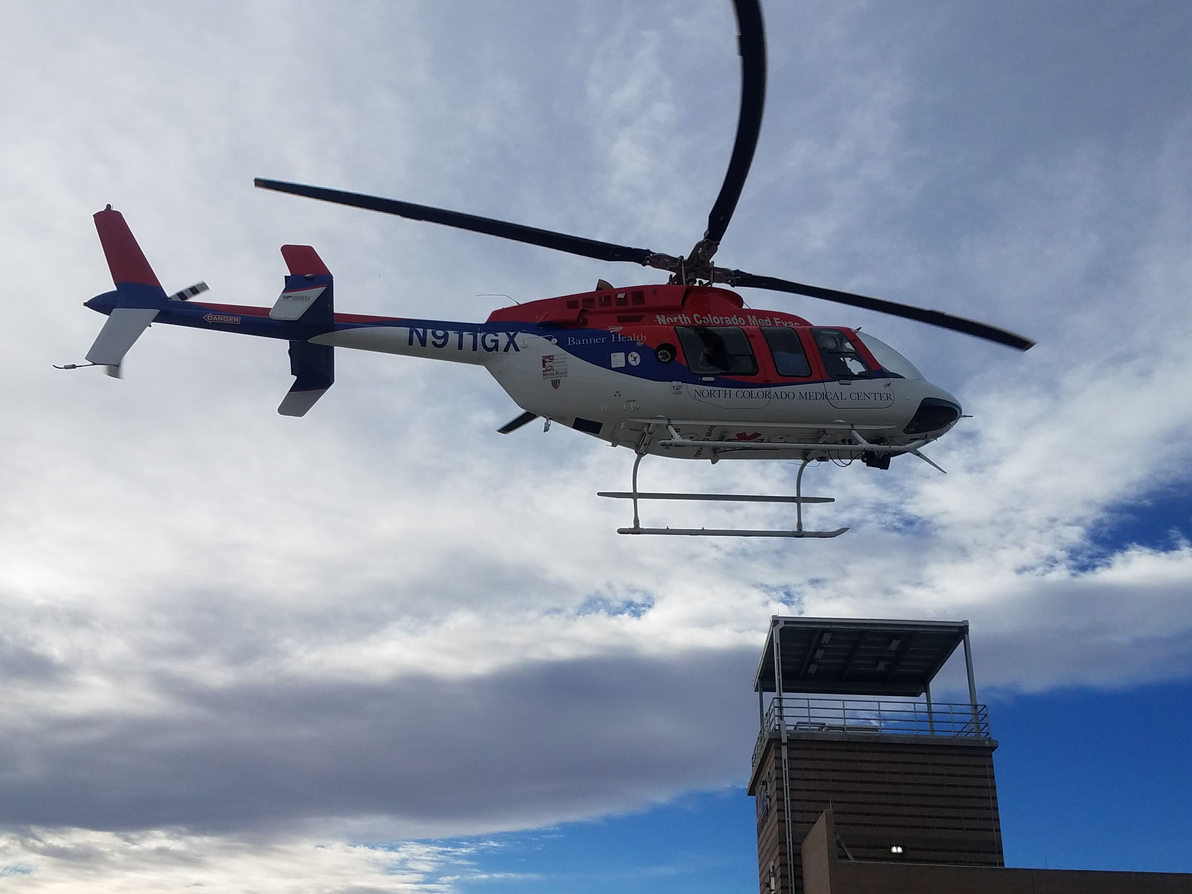 Bell 407 (N911GX) - Training exercise for flight crews, Windsor Colorado, Aims Community College