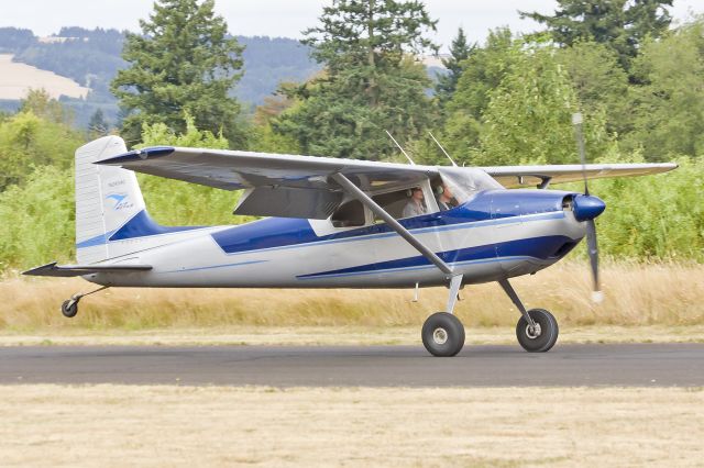 Cessna Skywagon 180 (N2434C) - 1954 Cessna 180 landing Starks Twin Oaks Airpark. 8-3-13