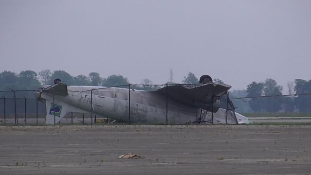 Douglas DC-3 (N139JR) - after a severe storm in may of 2022 the emergency training aircraft. witch has sat out in its own little corner for as long as i can remember was blown over the aircraft if not already when upright was now a complete loss and was sold for scrap. a very sad end to a airframe that saw so much life back in its day