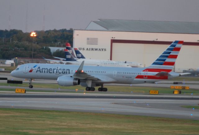 Boeing 757-200 (N204UW) - Crossing runway 36C at dusk - 11/1/14