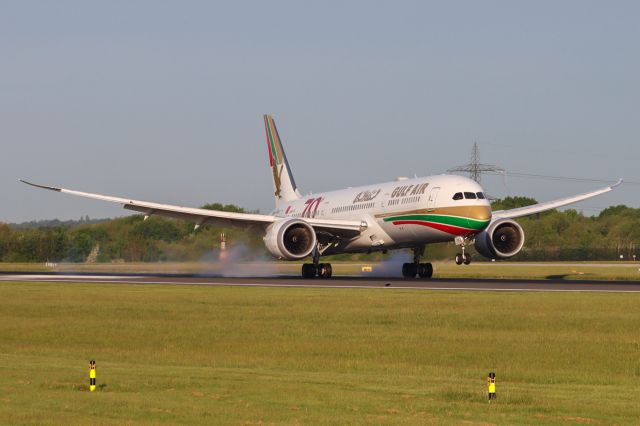 Boeing 787-9 Dreamliner (A9C-FG) - Retro schemed A9C-FG arriving from Bahrain as GFA005
