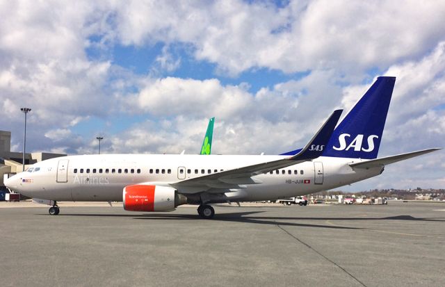 Boeing 737-700 (HB-JJA) - SCANDY taxiing to the gate- Brand new non-stop service Boston to Copenhagen