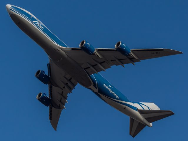 BOEING 747-8 (VQ-BGZ) - AirBridgeCargo 639 Heavy departs CVG for Atlanta. I was surprised with how light she was. 