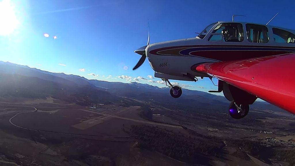 Beechcraft Bonanza (33) (N8943U) - Gear coming down for landing in Truckee