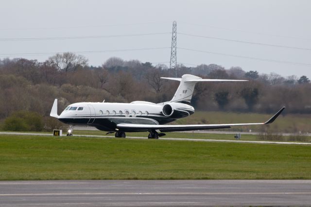 Gulfstream Aerospace Gulfstream G650 (N1F) - Gulfstream Registration N1F (ICAO24 A0007F) gets ready for take off at Manchester Airport 26th March 23.