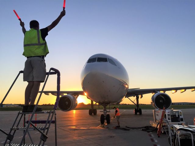 Airbus A300F4-600 (N717FD) - Marshaling in afternoon FDX Flight 325 / Memphis; Fargo; Appleton; Madison with a night return to Memphis.  "Gabriel" is seconds from engine shut down. 