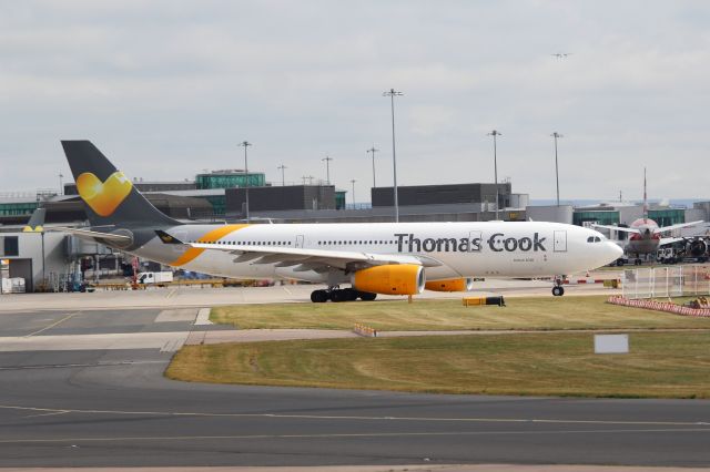 Airbus A330-200 (G-VYGK) - Thomas Cook Airlines (MT) G-VYGK A330-243 [cn1498]br /Manchester (MAN).  Thomas Cook Airlines flight MT2848 taxis for departure to New York Kennedy (JFK).  br /Taken from RVP Airport Viewing Parkbr /br /2018 08 04br /a rel=nofollow href=http://alphayankee.smugmug.com/Airlines-and-Airliners-Portfolio/Airlines/EuropeanAirlines/Thomas-Cook-Airlines-MT/https://alphayankee.smugmug.com/Airlines-and-Airliners-Portfolio/Airlines/EuropeanAirlines/Thomas-Cook-Airlines-MT//a