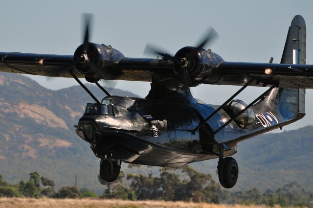 Canadair CL-1 Catalina (VH-PBZ) - Originally built by Consolidatedand delivered to the United States Navy as BuNo 46679 in 1945. She was sold in 1957 and given the US registration N9562C then being sold again to Chile being entered onto the Chilean Aircraft Register as CC-CNF.br /In 1980 she was converted to aerial tanker configuration and reregistered as CC-CCS being flown as Tanker #34.br /Crashed in while landing at Lago Gotierrez, Argentina  killing the pilot while sinking in 1986 and salvaged in 1988.br /Operated in Portugal on charter to Aerocondor Transportes Aereos until being withdrawn from use and stored in 1992.br /In 2002 she was sold to the Historical Aircraft Restoration Society, Australia being entered onto the Australian Aircraft Register as VH-PBZ in 2002 and was overhaulled, restored and returned to WWII military configuration being repainted to represent RAAF Catalina A24-362 OX-V Felix of No 43 Squadronbr /br /<a href="a rel=nofollow href=http://www.aussieairliners.org/catalina/vh-pbz/vhpbz.html&quothttp://www.aussieairliners.org/catalina/vh-pbz/vhpbz.html"/a; rel="nofollow">a rel=nofollow href=http://www.aussieairliners.org/catalina/vh-pbz/vhpbz.html</a&gtwww.aussieairliners.org/catalina/vh-pbz/vhpbz.html</a>/a;