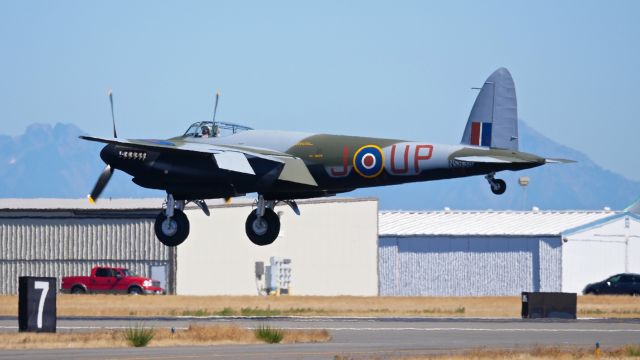 De Havilland Mosquito (N959TV) - FHCs DeHavilland D.H.98 Mosquito T.Mk.III on short final to Rwy 34L on 8.26.17.