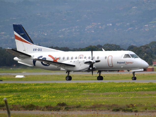 Saab 340 (VH-OLL) - On taxi-way for take off on runway 05. Thursday 12th July 2012.