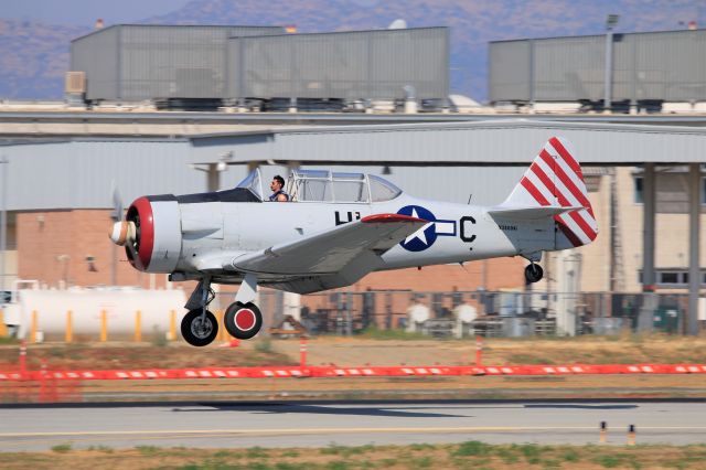 North American T-6 Texan (N3169G) - A Condor Squadron AT-6F Texan comes in for landing at Van Nuys after a short formation flight with two other Texans.