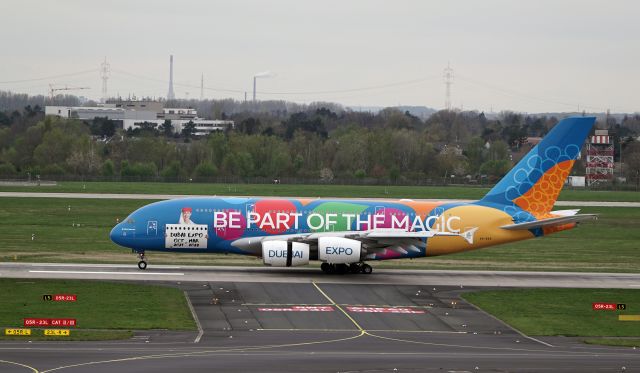 Airbus A380-800 (A6-EES) - Emirates Expo livery, DUS/EDDL, 08.Apr 2022