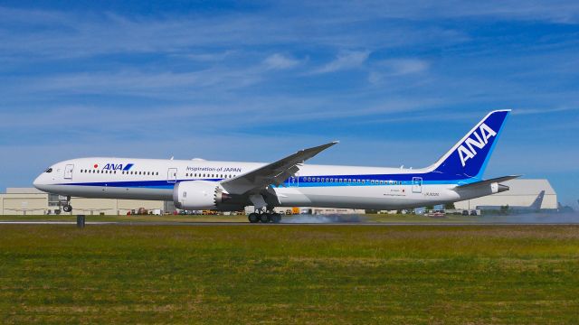 BOEING 787-10 Dreamliner (JA902A) - BOE118 landing on Rwy 34L after a ferry flight from KCHS to KPAE on 6.18.21. (B787-10 / ln 1062 / cn 62686).