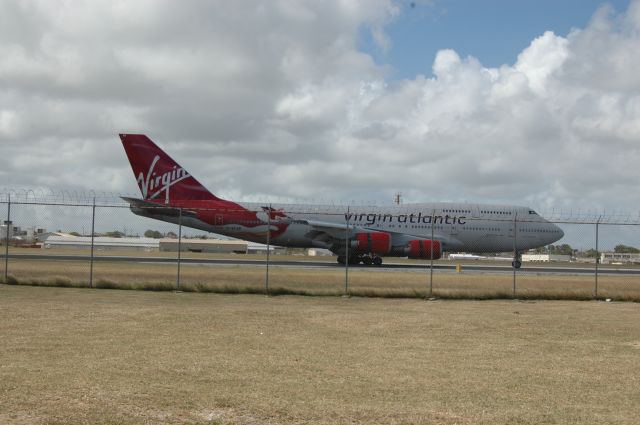 Boeing 747-400 (G-VFAB) - Rolling out after landing from Gatwick