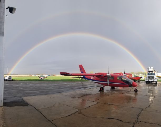 PARTENAVIA Spartacus (N737) - After a small shower N737 (US department of the interior) sits under a rainbow.